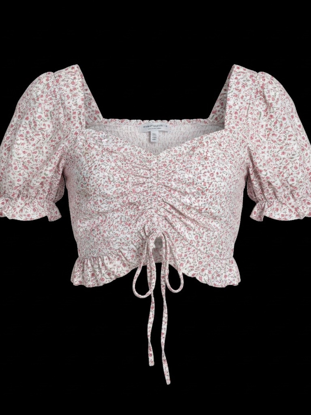 ‘Paper Crane’ Ditsy Floral Puff Sleeve Cropped Blouse